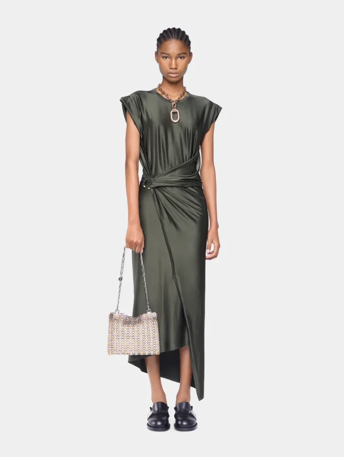 Draped long dress in jersey