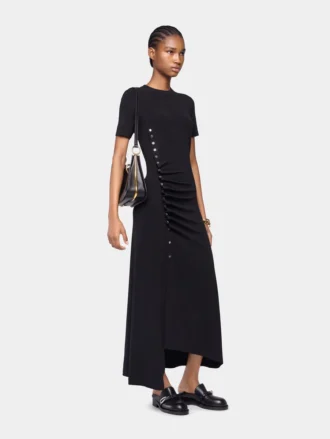 Draped long dress in jersey