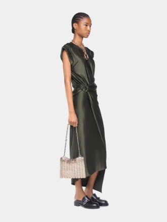 Draped long dress in jersey
