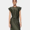 Draped long dress in jersey