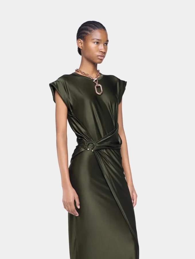 Draped long dress in jersey