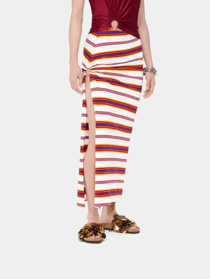 Draped long skirt in jersey