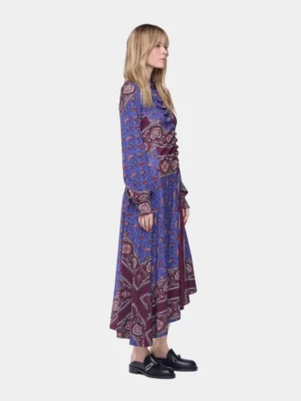 Draped midi dress in printed jersey
