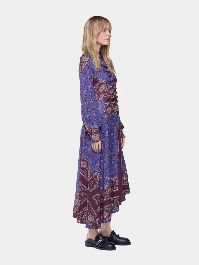 Draped midi dress in printed jersey