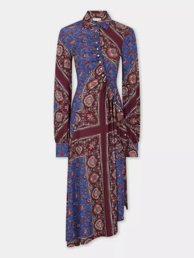 Draped midi dress in printed jersey