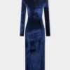 Draped midi dress in velvet