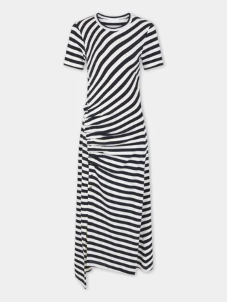 Draped midi dress in wool