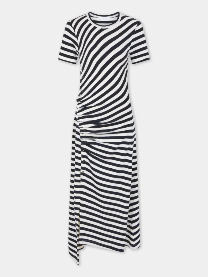 Draped midi dress in wool