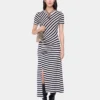 Draped midi dress in wool