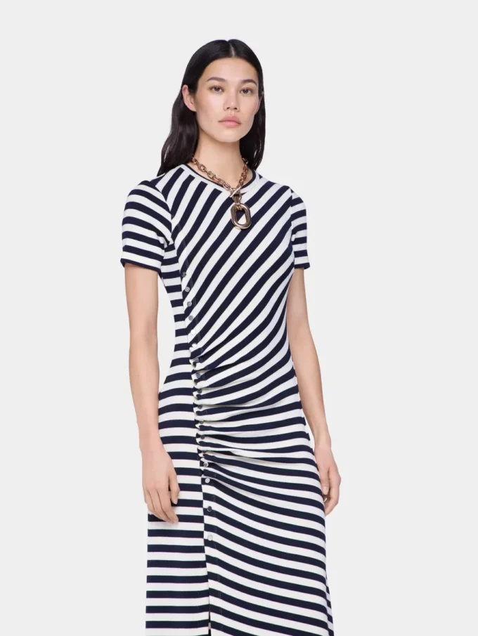 Draped midi dress in wool