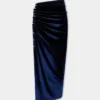Draped midi skirt in velvet