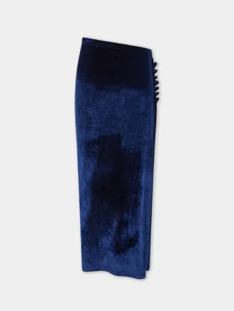 Draped midi skirt in velvet