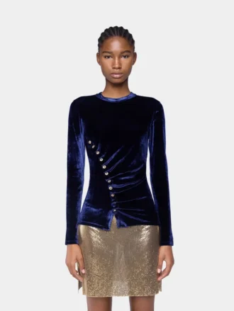 Draped top in velvet