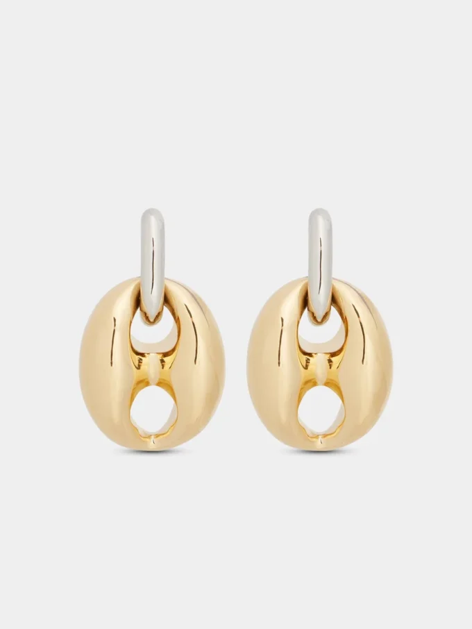 Eight chunky earrings in silver and gold