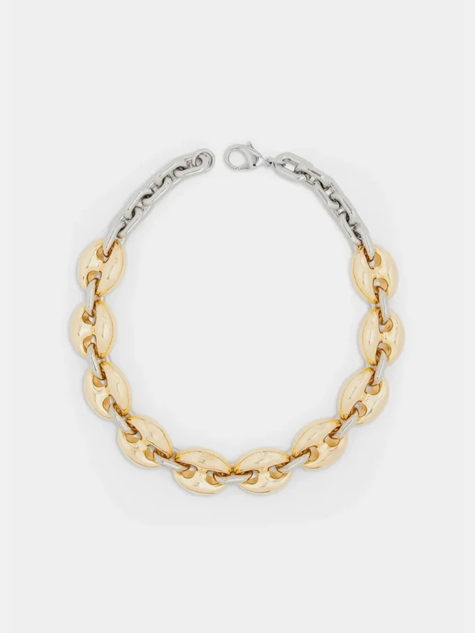 Eight chunky gold/silver necklace