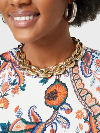 Eight chunky gold/silver necklace