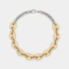 Eight chunky gold/silver necklace