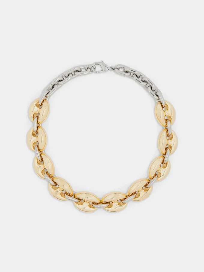 Eight chunky gold/silver necklace