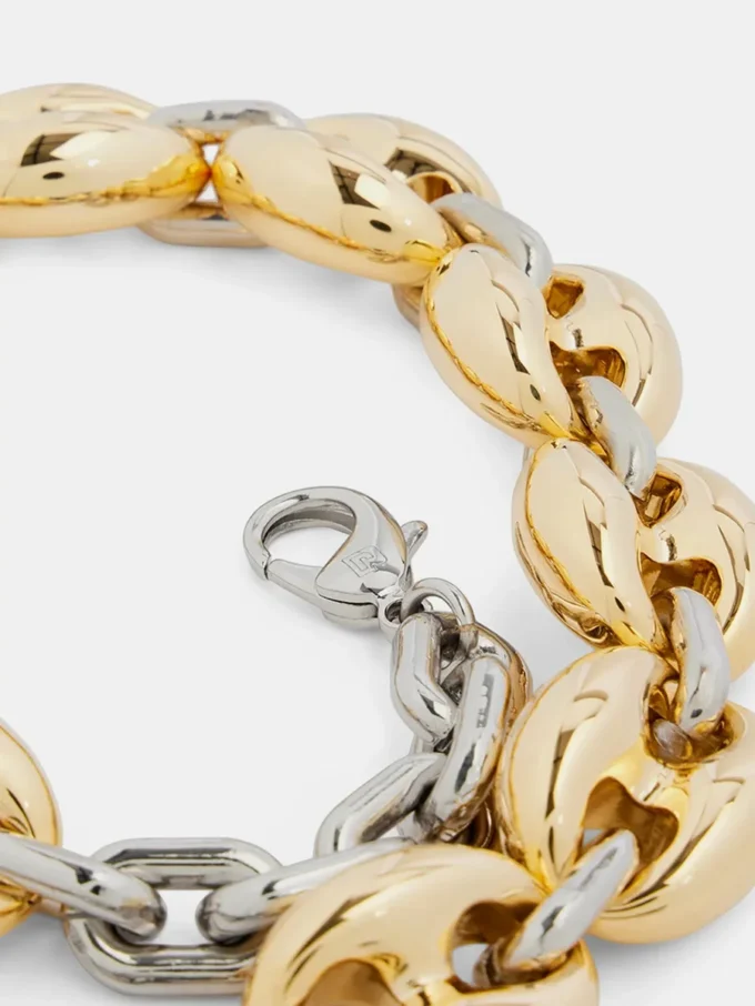 Eight chunky gold/silver necklace