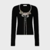 Embroidered knit cardigan