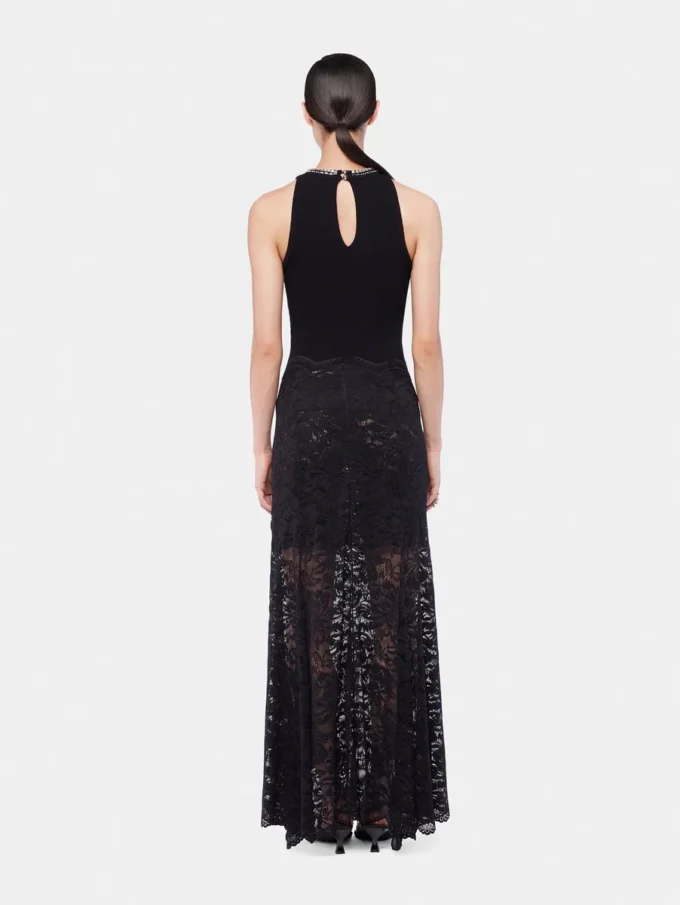 Long flared lace skirt