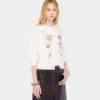 Embroidered wool cardigan