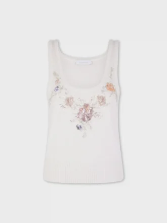 Embroidered wool top