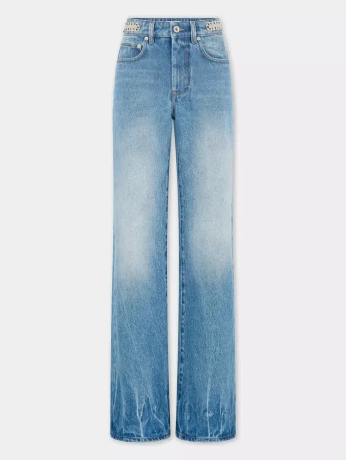Flared jeans embellished with 1969 discs