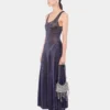 Flared knit dress with hotfix details