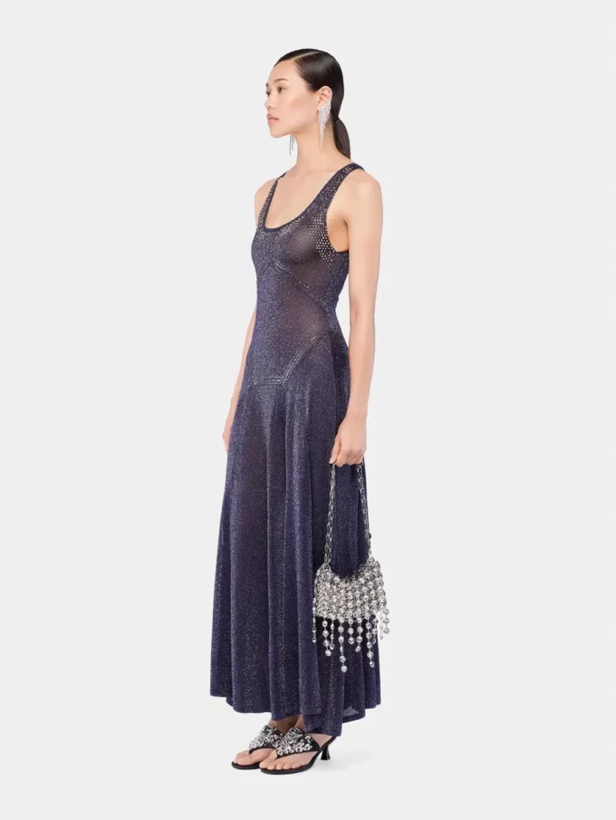 Flared knit dress with hotfix details