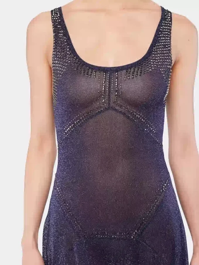Flared knit dress with hotfix details