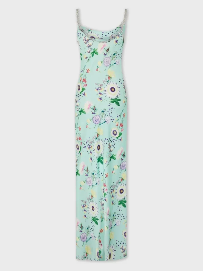Floral patterned dress with chain details