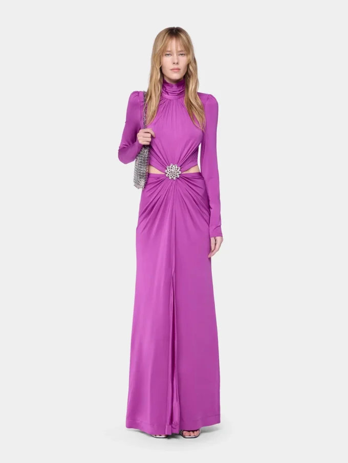 Fuchsia long dress in jersey