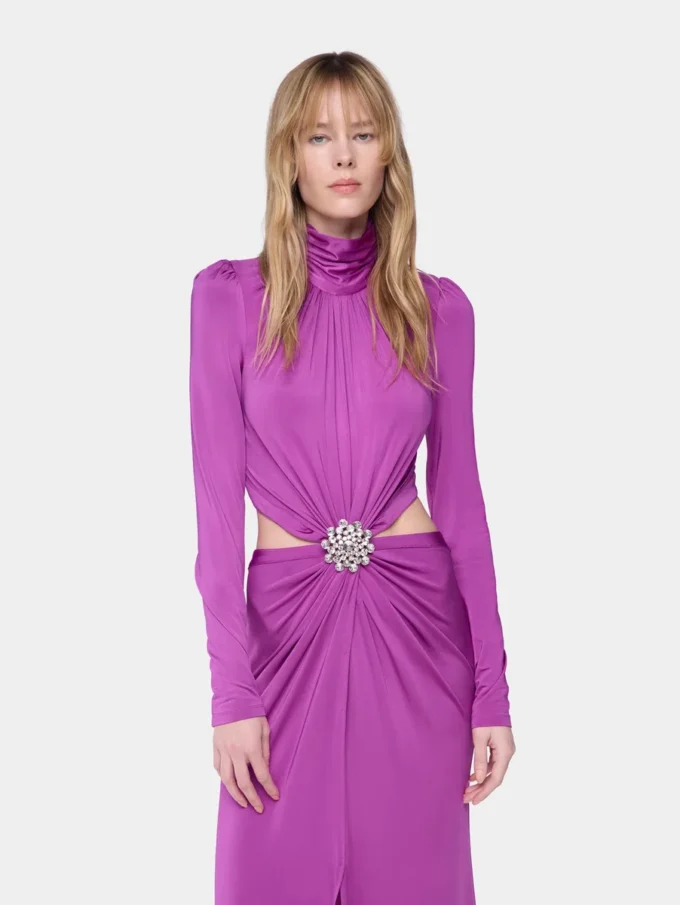 Fuchsia long dress in jersey