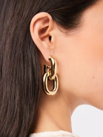 Gold double XL Link earrings
