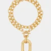 Gold double XL Link necklace with pendant