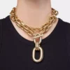 Gold double XL Link necklace with pendant