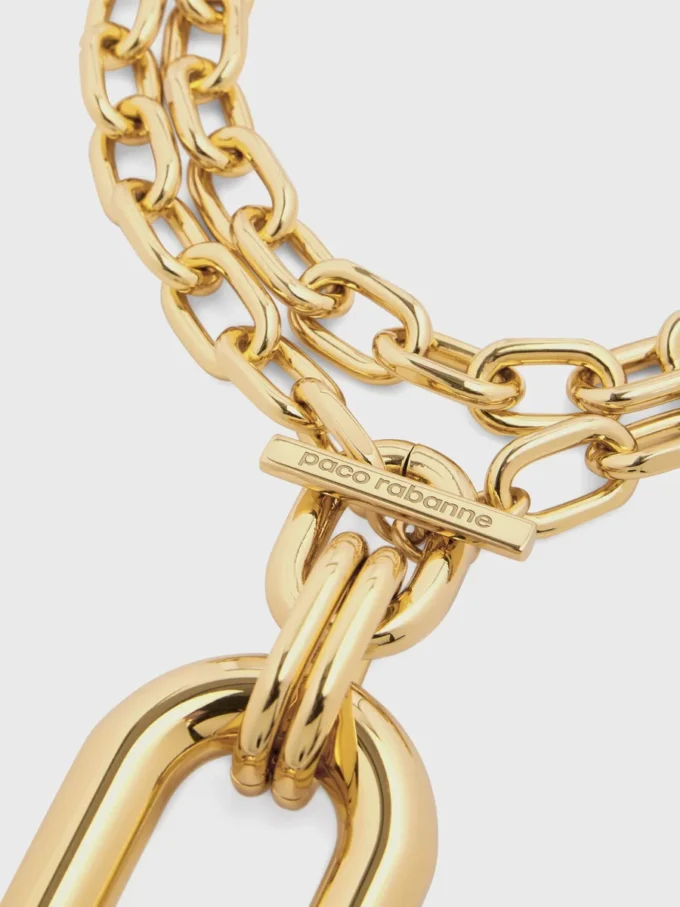 Gold double XL Link necklace with pendant