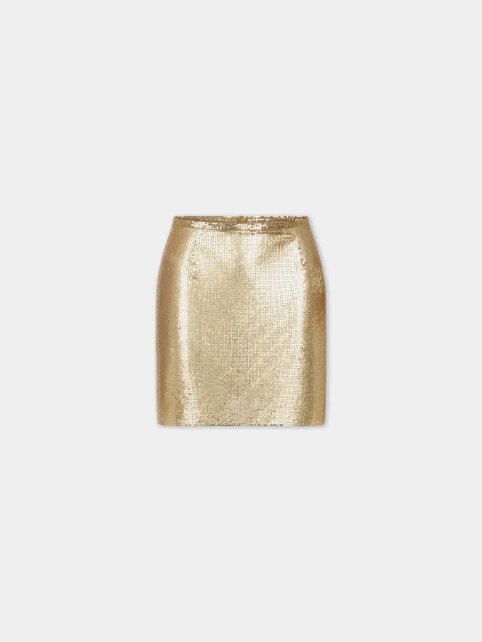Gold mini skirt in mesh