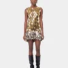 Gold short dress in assembly