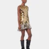 Gold short dress in assembly