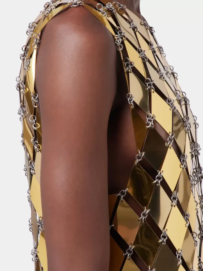 Gold short dress in assembly