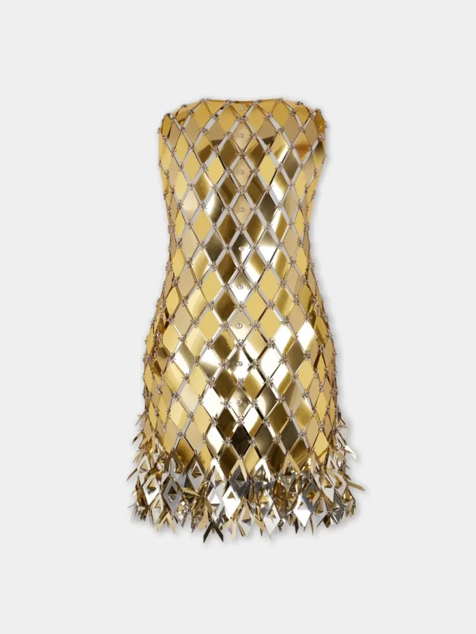 Gold short dress in assembly