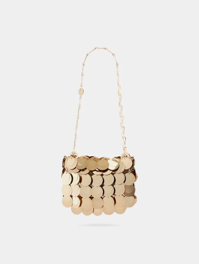 Gold sparkle discs nano bag