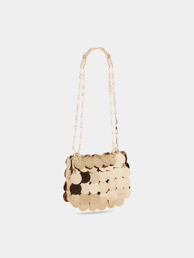 Gold sparkle discs nano bag