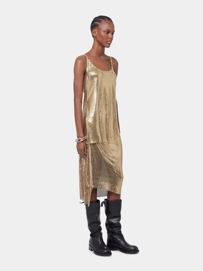 Gold tank top in mesh