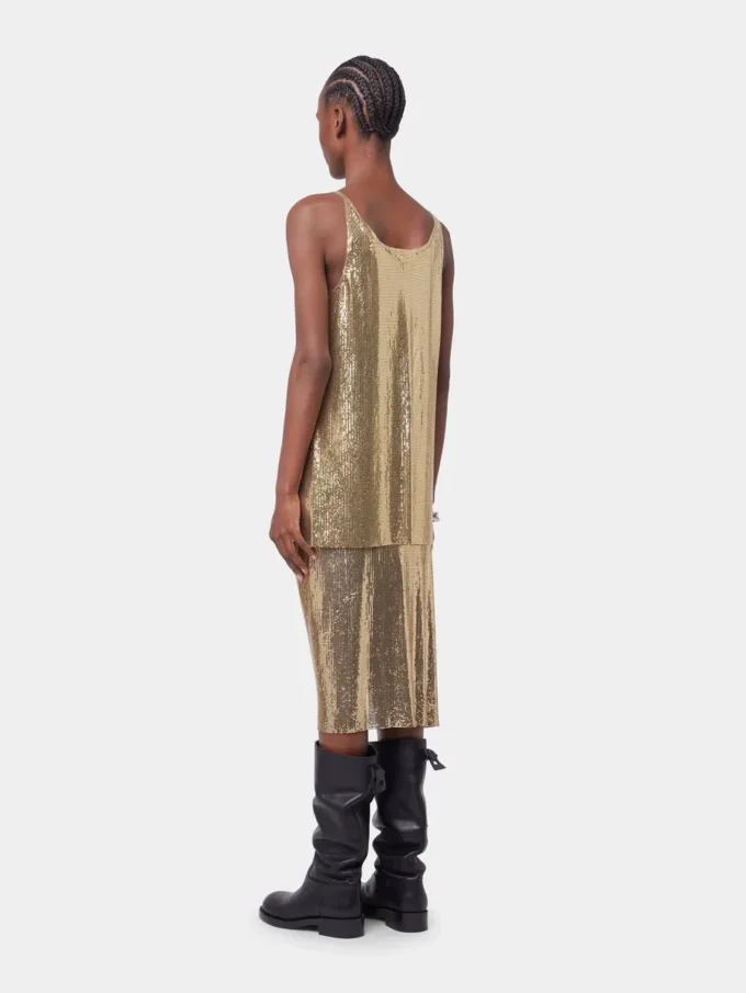 Gold tank top in mesh