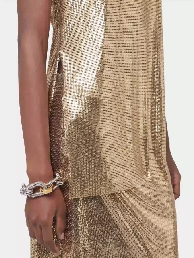 Gold tank top in mesh