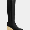 Golden heel knee-high leather Boots