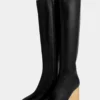 Golden heel knee-high leather Boots